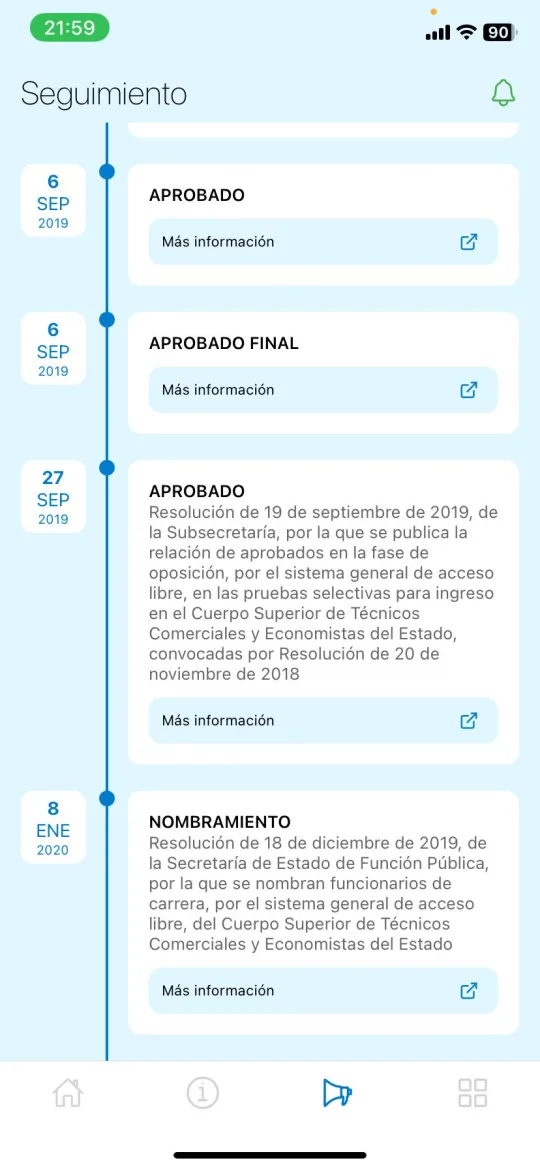 Seguimiento de novedades de la oposición