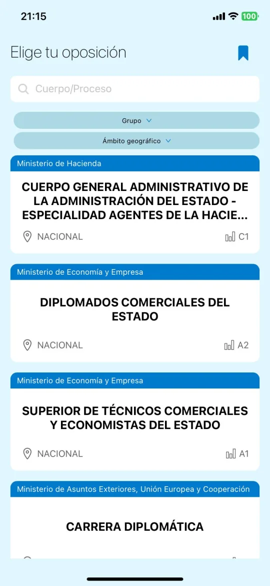 Buscador de oposiciones