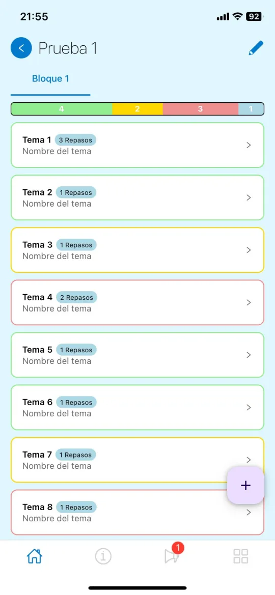 Lista de temas con repasos